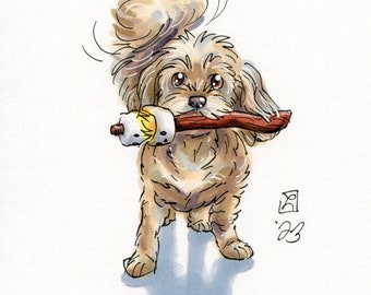 Custom Illustrated Pet Sketch -- Full Body