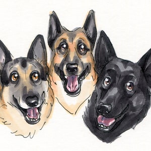 Custom Illustrated Pet Sketch -- Simple Portrait, 3+ Animals