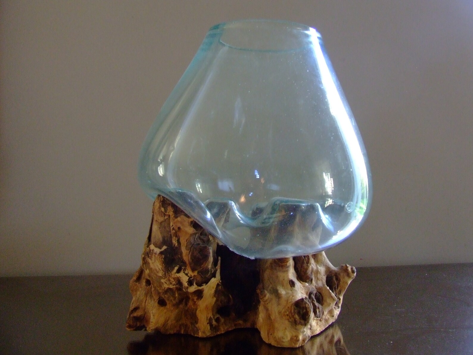 Large Size Driftwood Vase Glass Vase Moulded to Wood Blown Etsy