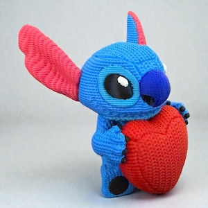 Stitched Stitch Valentines 3D Printed Plastic Figurine image 1