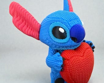 Stitched Stitch Valentines 3D Printed Plastic Figurine