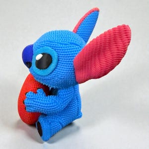 Stitched Stitch Valentines 3D Printed Plastic Figurine image 4