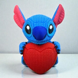 Stitched Stitch Valentines 3D Printed Plastic Figurine image 2