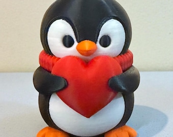 Valentine Penguin Heart 3D Printed Plastic Figurine