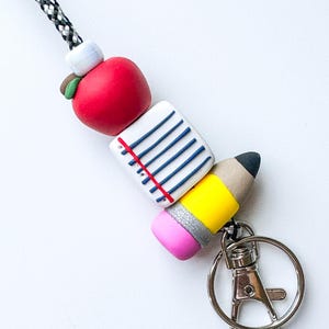 READY TO SHIP Teacher School Supplies Lanyard | Teacher Lanyard | Keychain | Classroom Gift | Teacher Beaded Lanyard