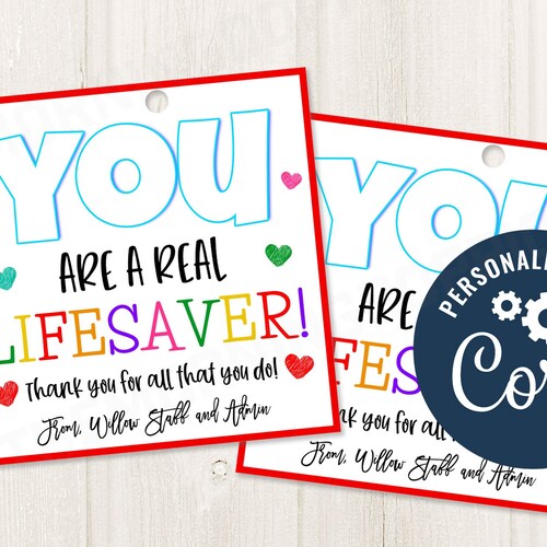 Printable/editable You Are a Real Lifesaver Gift Tag for - Etsy