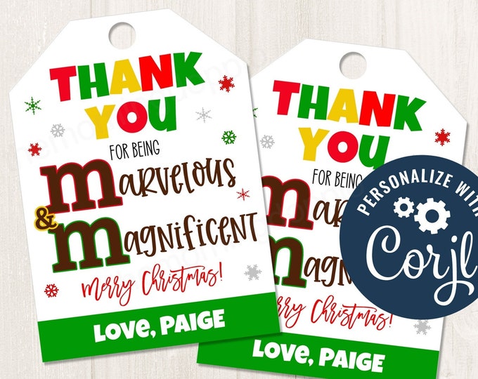 Printable/editable You Are Marvelous and Magnificent M&amp;M Christmas ...