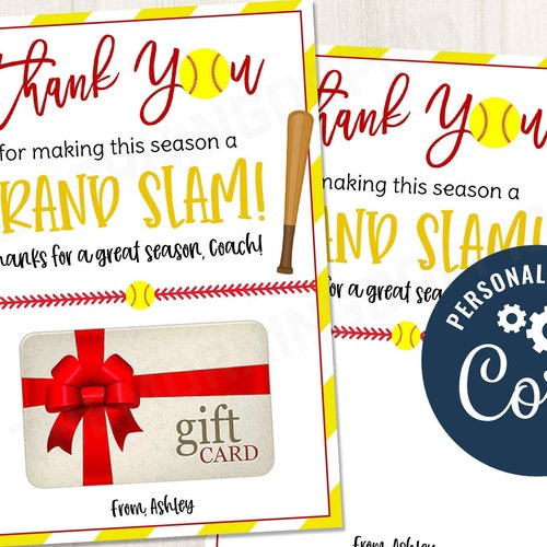 EDITABLE Softball Gift Card Holder End of Softball Season Etsy