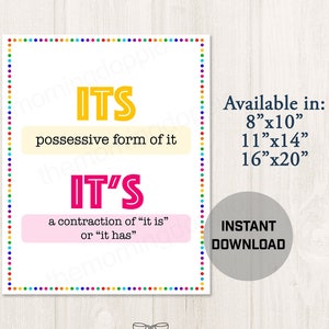 Printable English Classroom Vocabulary Grammar Art Poster Decor Decoration, Language Arts Teacher Classroom Ideas -- E01