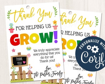 Printable/editable Thank You for Helping Us Grow Flower Floral - Etsy Printable/editable Thank You for Helping Us Grow Flower Floral - Etsy
