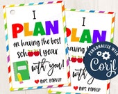 Printable/Editable Back to School First Day of School Planner Gift Tag for Teachers Classroom Staff PTO PTA Students, CORJL Template