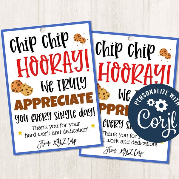 Printable/EDITABLE Cookie Thank You Cookie Treat Gift Tag for Employee Staff Appreciation Teacher Nurse Essential Worker, CORJL Template