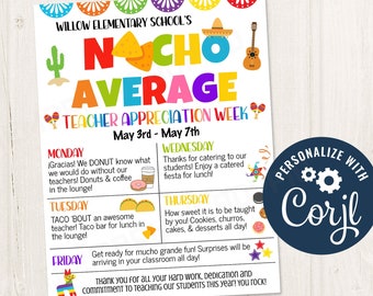 Editable Nacho Average Fiesta Teacher Appreciation Week - Etsy