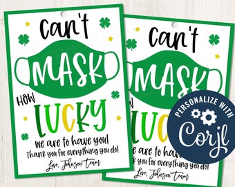 Printable/Editable Can't MASK how LUCKY we are to have you thank you appreciation gift tag for teachers teams staff coworker, CORJL Template