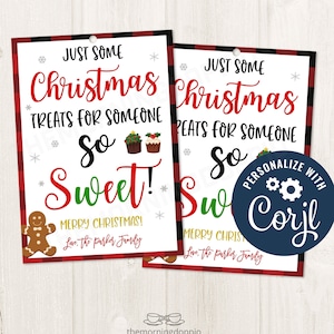 Printable/editable Christmas Treats for Someone so Sweet Gift Tag ...