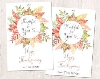 Printable/EDITABLE Thankful for You Gift Tag, Happy Thanksgiving Gift Tag, Thank You Gift Tag, Floral Thanksgiving Gift Tag, Treat Tags