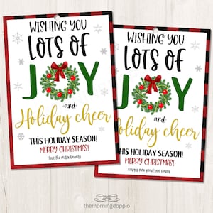 Etiqueta de regalo de Navidad de alegría imprimible/EDITABLE, deseándole mucha alegría y alegría navideña, etiqueta de regalo de regalo de Navidad para amigos, maestro de familia