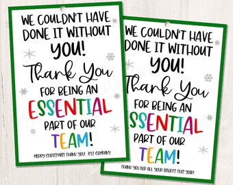 Printable/editable Employee Gift Tag Essential Employee Staff | Etsy