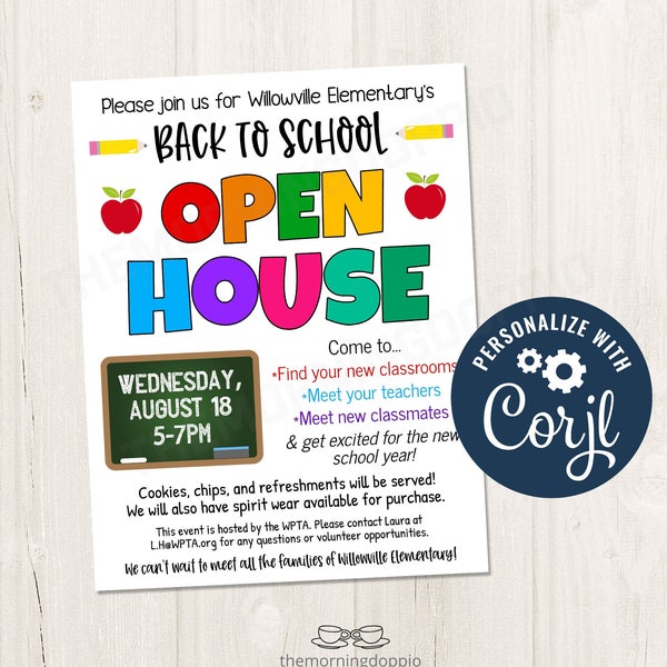 School Open House Flyer - Etsy