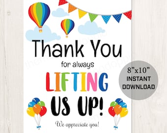 Printable Thank You For Lifting Us Up Appreciation Sign Thank - Etsy Ireland