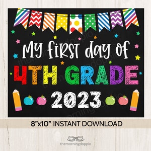 First Day of Fourth Grade Sign Printable, Rainbow First Day Sign Photo Prop, 4th Grade Sign Prop, Instant Download, Digital Download