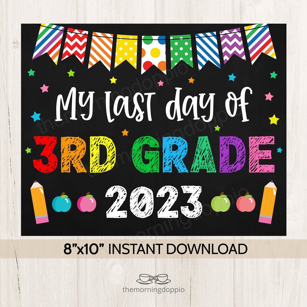 Last Day of Third Grade Sign Printable Rainbow Star Last Day - Etsy