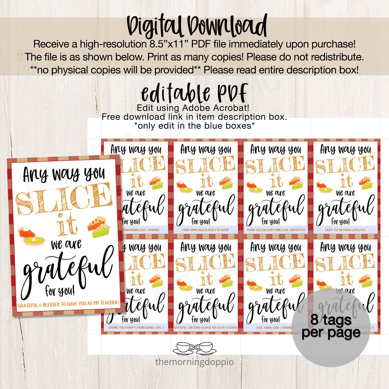 Printable/EDITABLE Any way you SLICE it we are Grateful for | Etsy