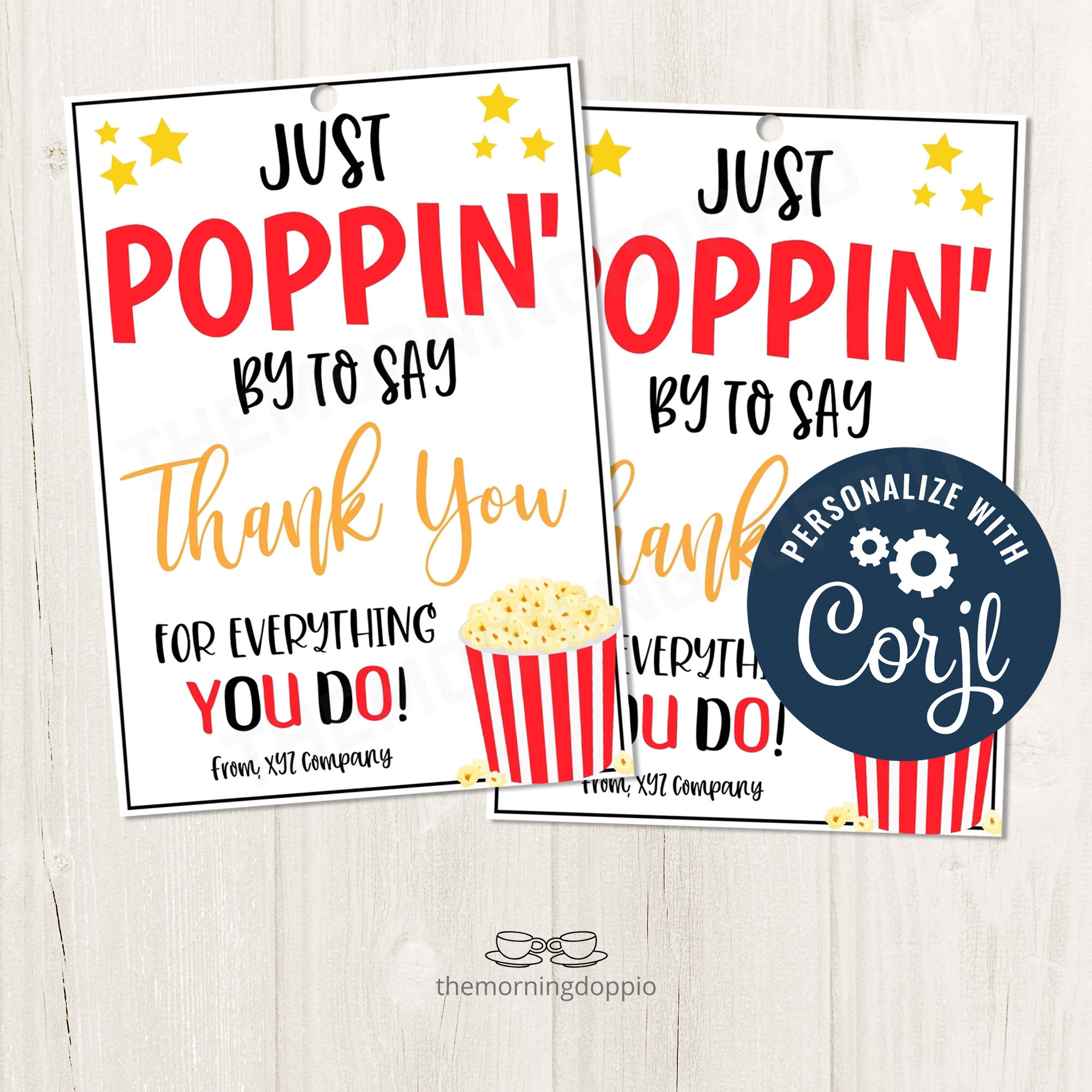 Just Poppin By To Say Thank You Free Printable