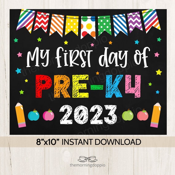 First Day of Pre-k4 Sign Printable Rainbow First Day Sign - Etsy Finland