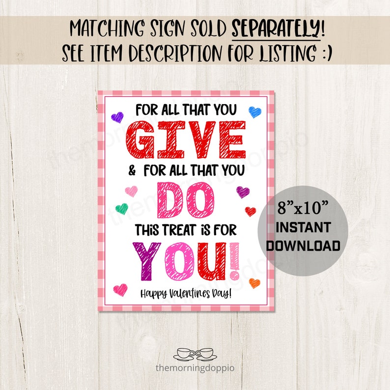 Printable/editable Thank You Appreciation Valentines Day Gift - Etsy