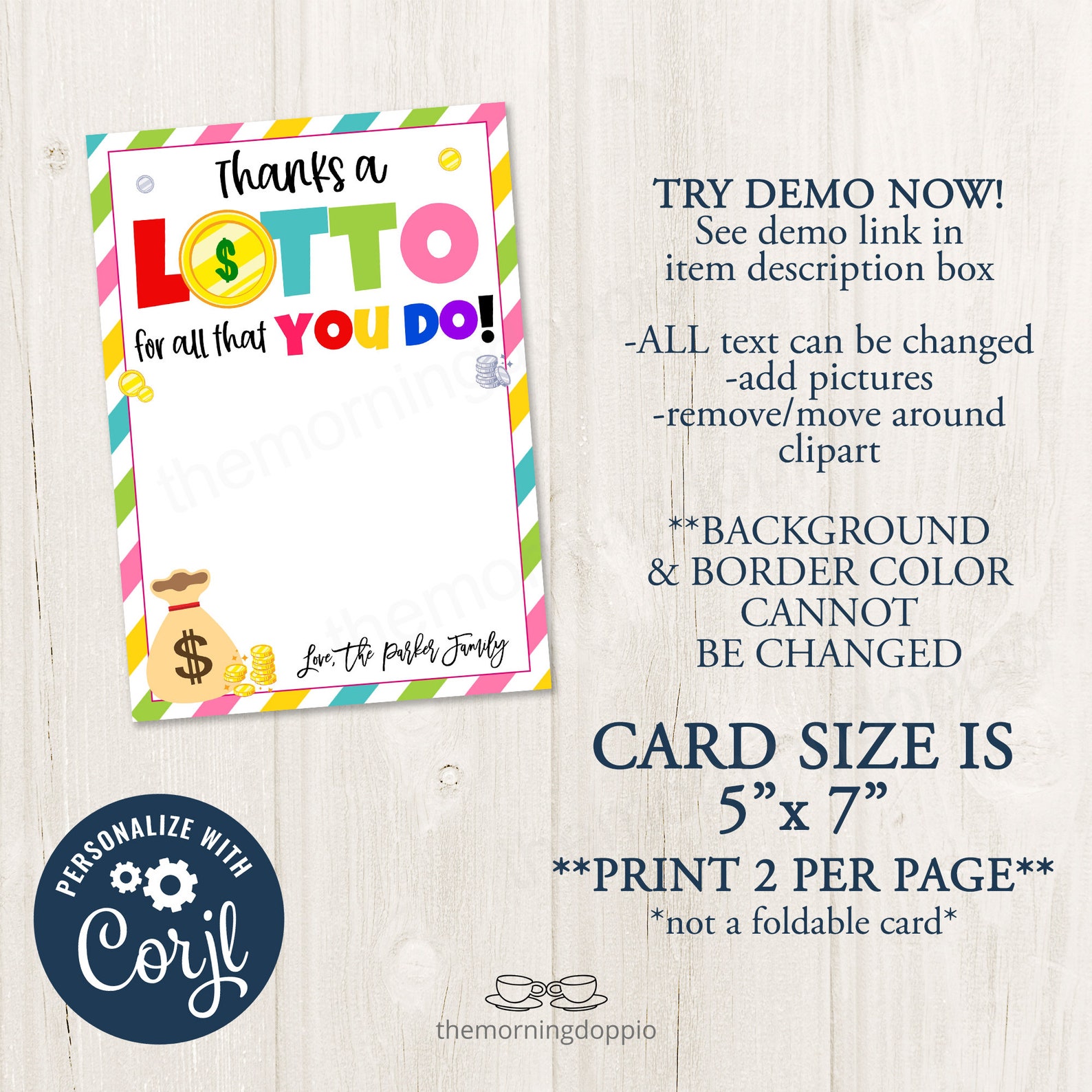 Printable/editable Thanks a Lotto for All You Do Appreciation Etsy