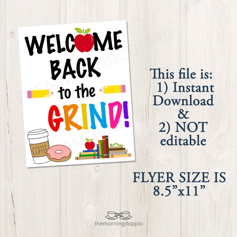 Printable Welcome Back to the Grind Coffee and Donuts - Etsy