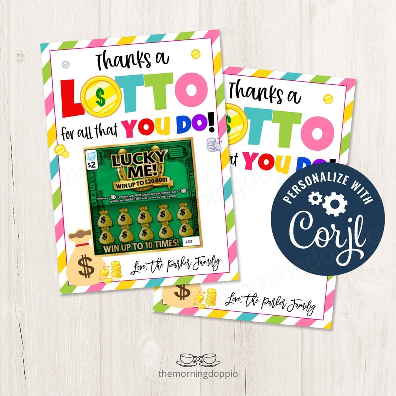 Printable/editable Thanks a Lotto for All You Do Appreciation Etsy