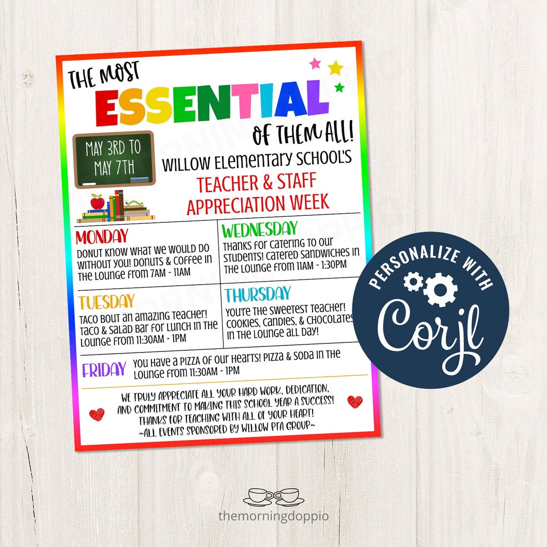 Printable/editable the Most Essential of Them All Teacher and Staff ...