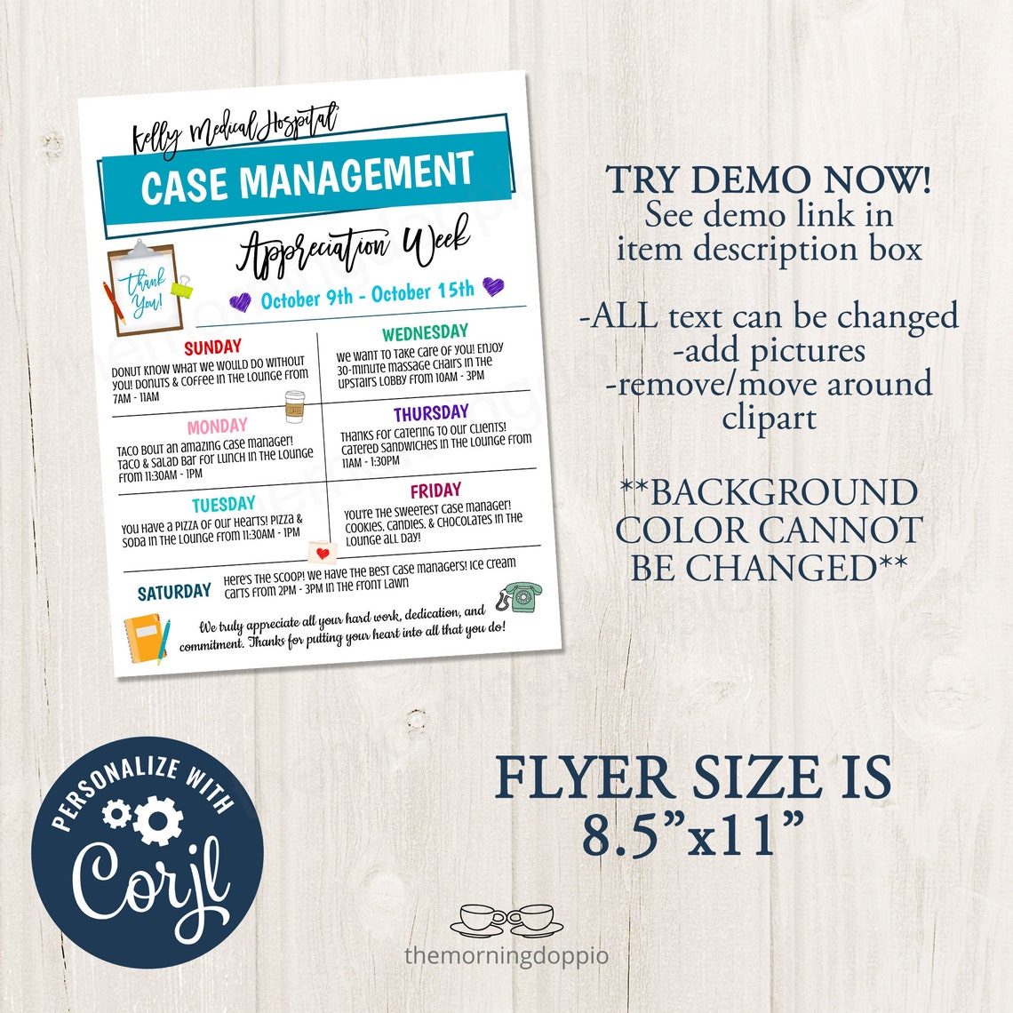 Printable/editable Case Management Week Appreciation Itinerary Etsy