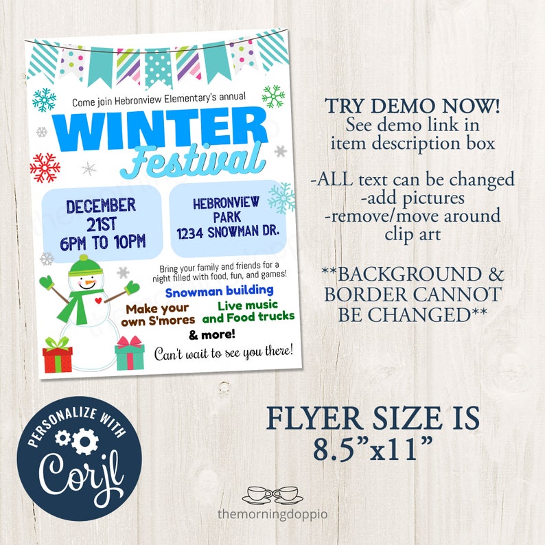 Editable Winter Festival Community Market Flyer/invitation Printable ...