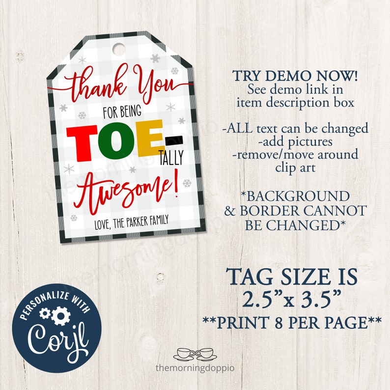 Printable/editable Thanks for Being Toe-tally Awesome | Etsy