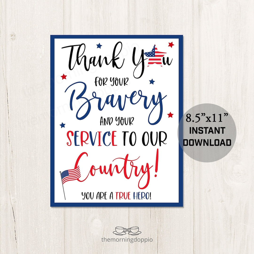 printable veteran's day sign, thank you for your service military
