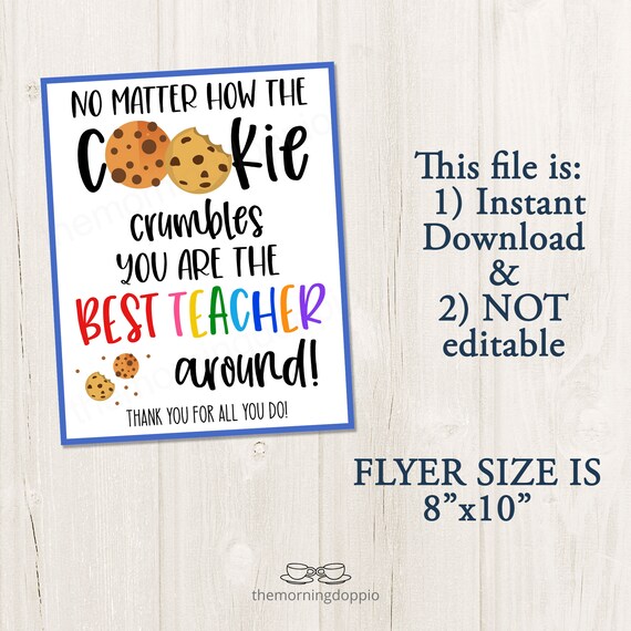 印刷可能なクッキーがどんなに崩れてもスナックテーブルサイン、教師用