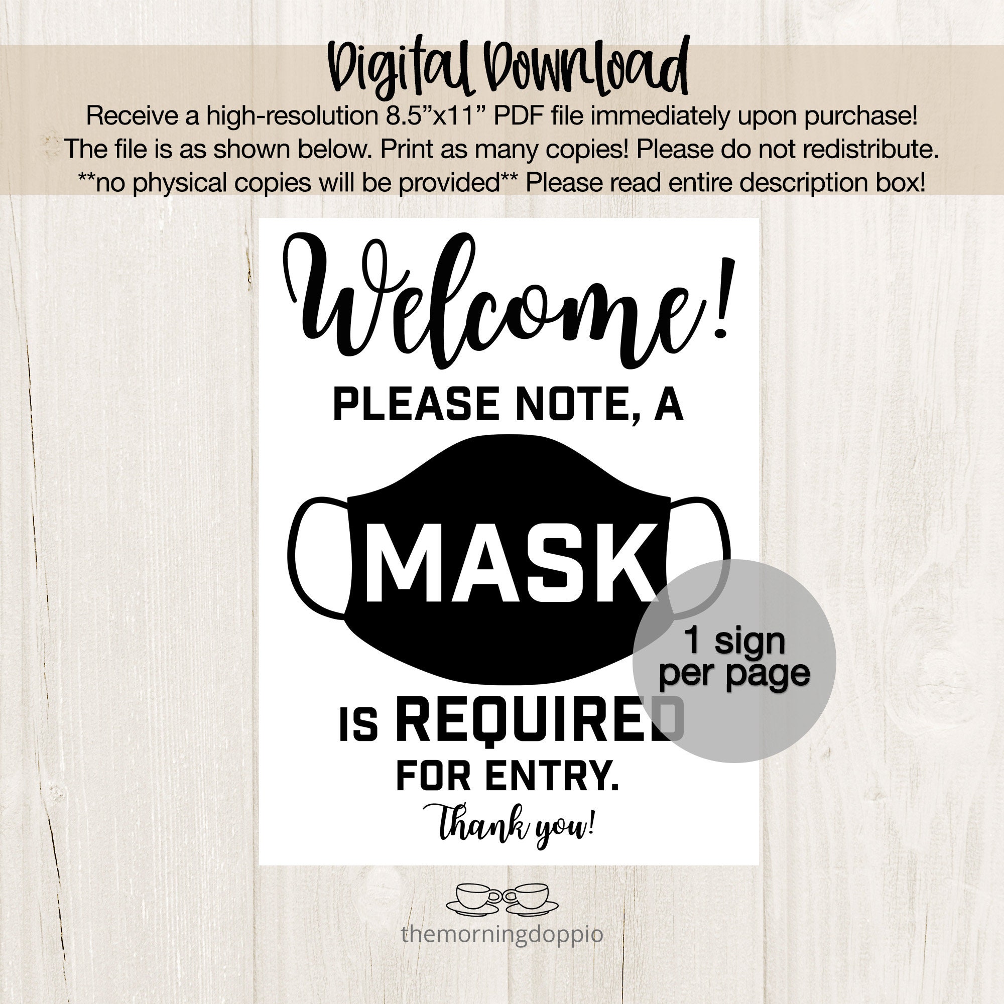 Printable Mask Required Door Sign Mask Required Sign Wear - Etsy México