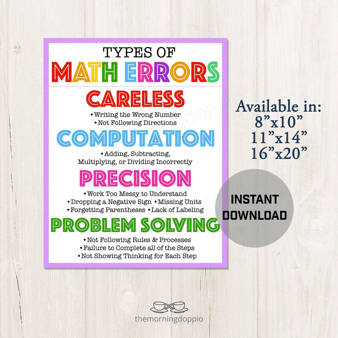 Error. Sign Math Printable Math Classroom Poster Decor, Math Teacher Classroom Ideas ...