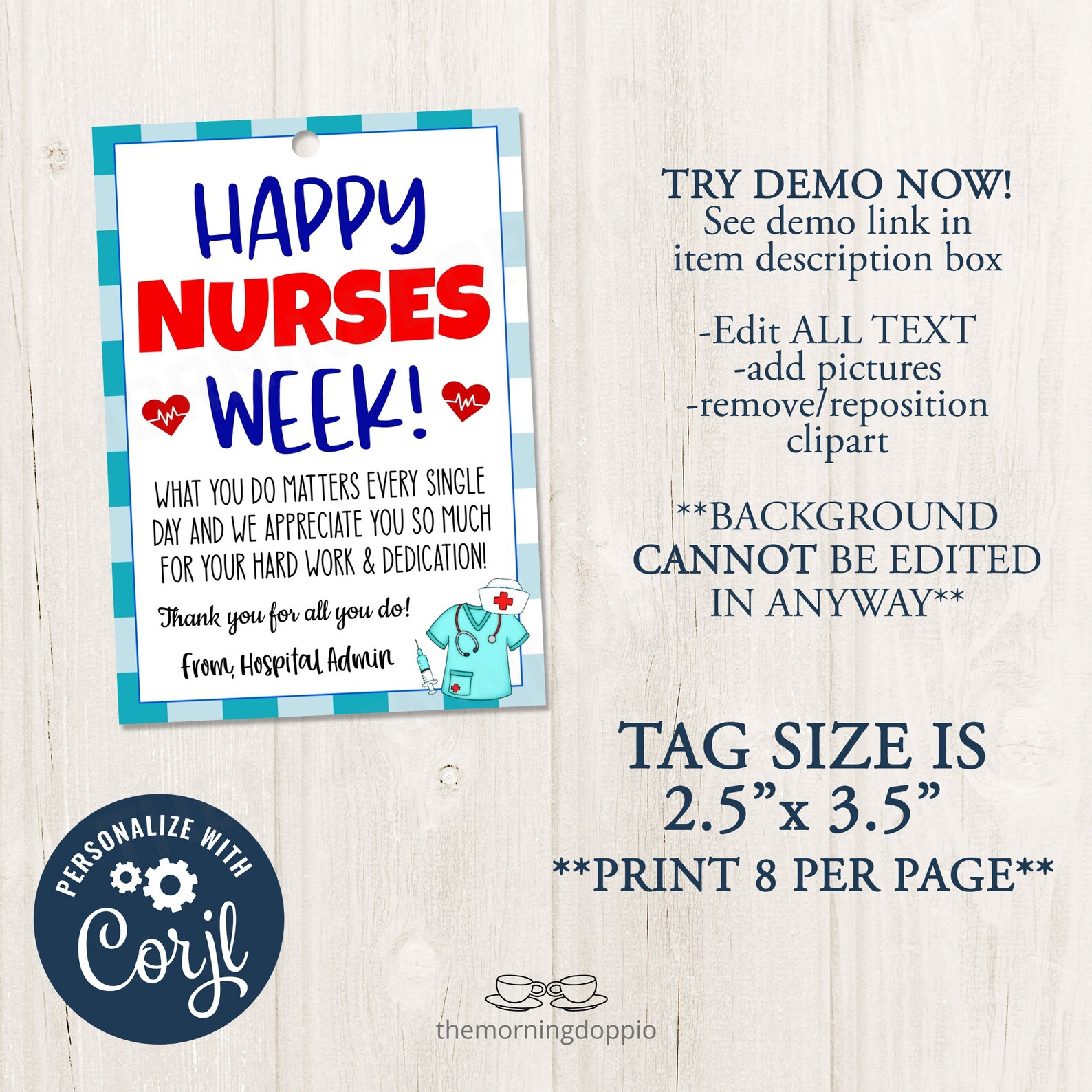 Printable/editable Happy Nurses Week Gift Tag for Nurse - Etsy