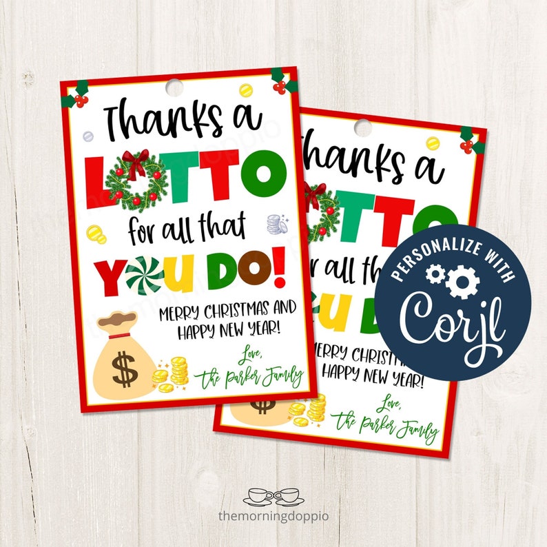 Printable/editable Thanks a Lotto for All You Do Lottery Etsy