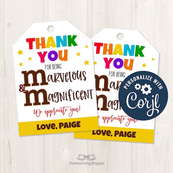 Printable/editable You Are Marvelous and Magnificent M&amp;M Gift - Etsy