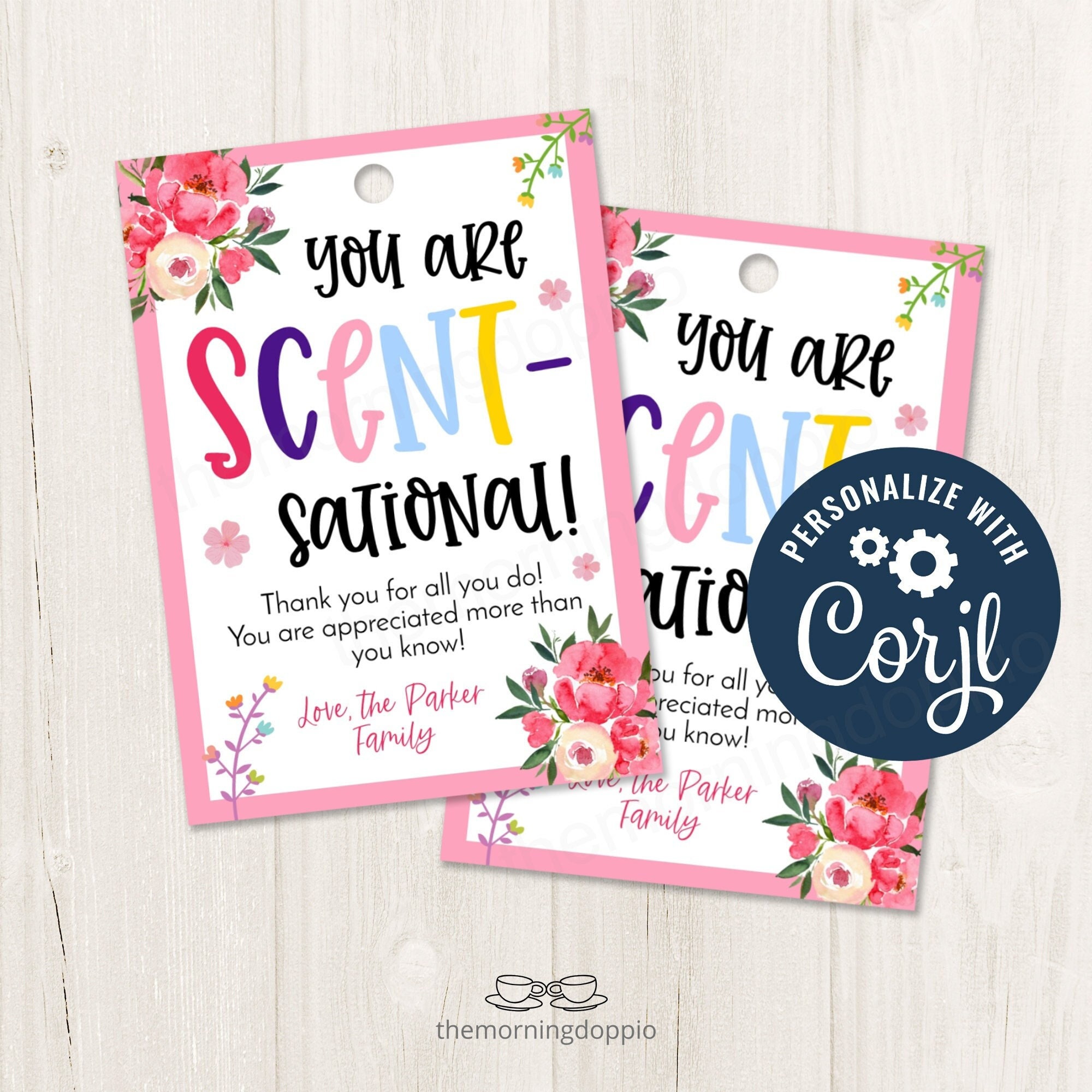 Printable/editable Scent-sational Sensational Flower Candle Gift Tag for Teachers Nurses PTO PTA Staff Admin Team Volunteers, CORJL Template - Etsy printable-editable-scent-sational-sensational-flower-candle-gift-tag-for-teachers-nurses-pto-pta-staff-admin-team-volunteers-corjl-template-etsy