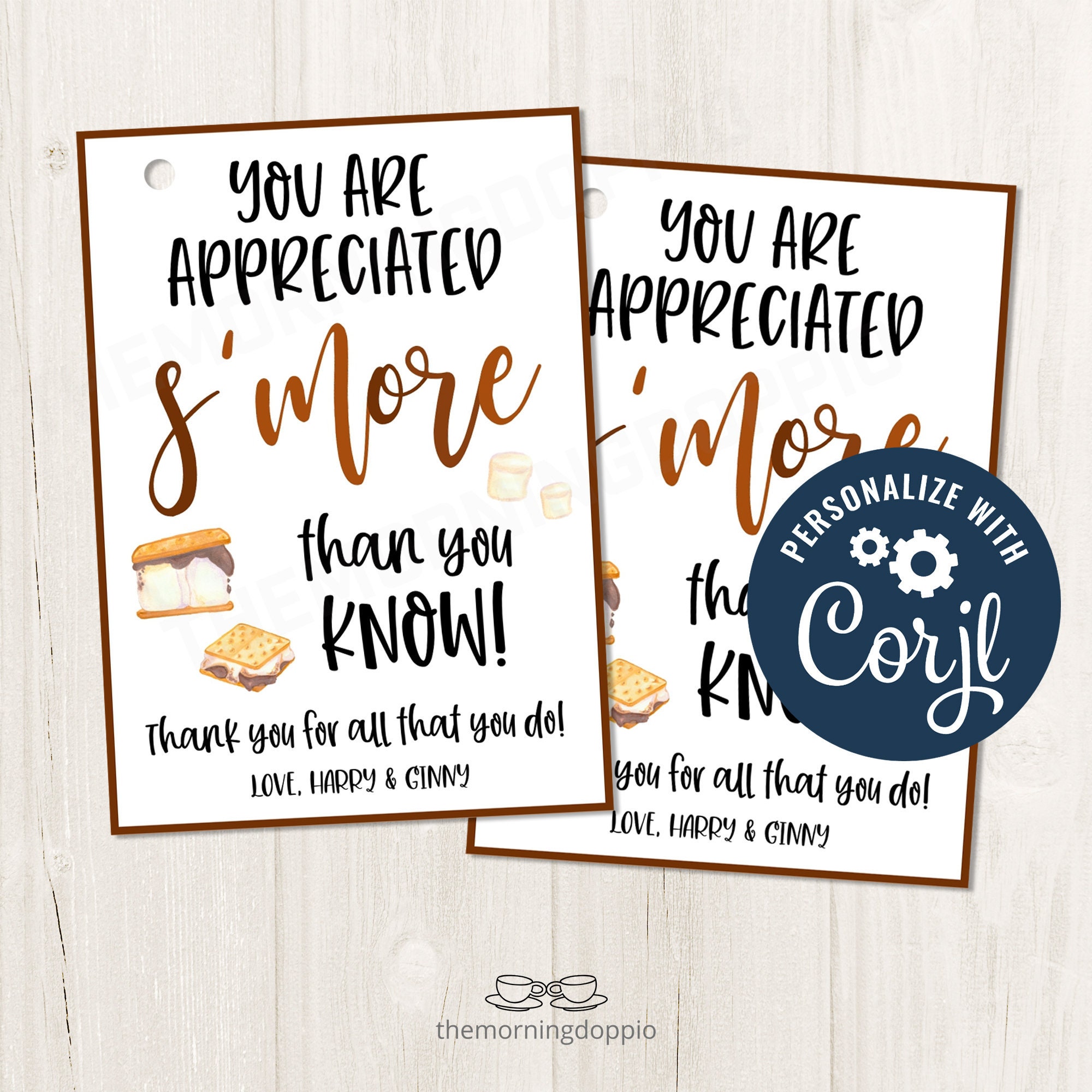 Printable/editable You Are Appreciated Smore Than You Know Marshmallow Gift Tag for Teacher PTO Employee Nurse Staff Teams, CORJL Template - Etsy printable-editable-you-are-appreciated-smore-than-you-know-marshmallow-gift-tag-for-teacher-pto-employee-nurse-staff-teams-corjl-template-etsy