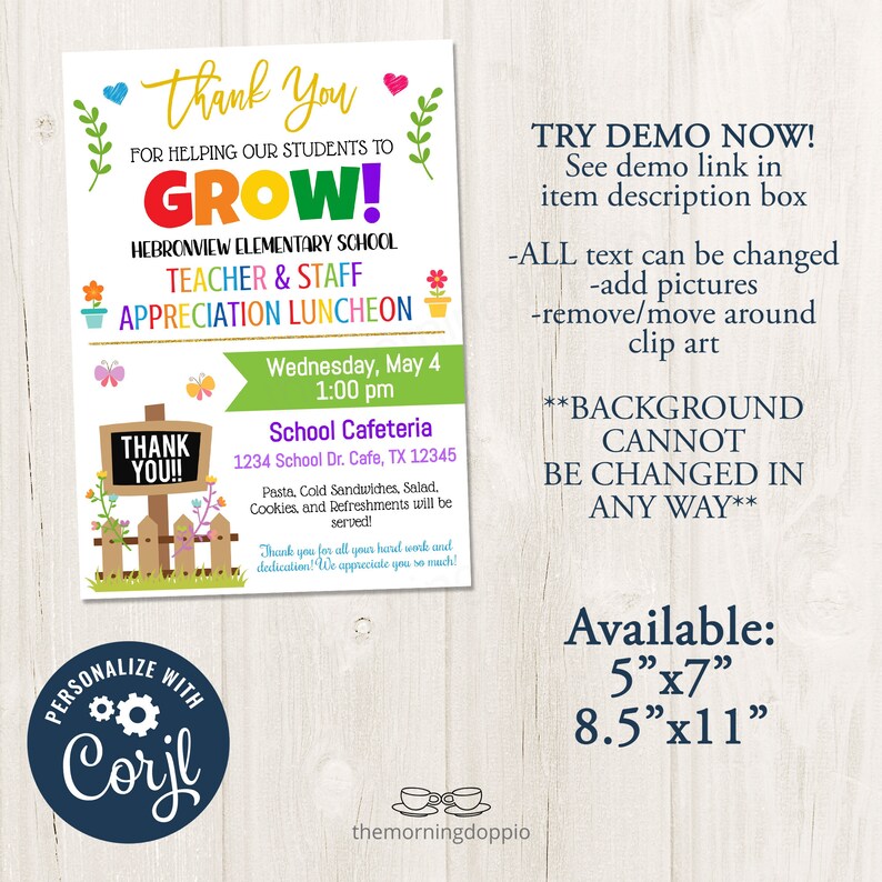 Flower Floral Grow Bloom Teacher Staff Appreciation Luncheon Flyer ...