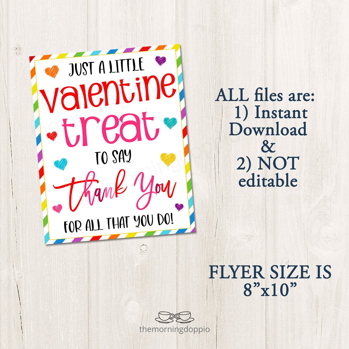 Printable Valentine's Treat to Say Thank You Appreciation Valentine's ...