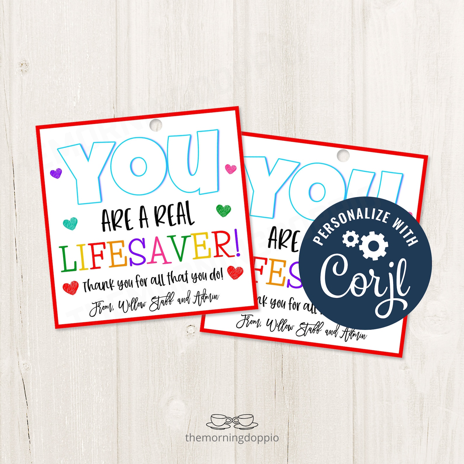 Printable/editable You Are a Real Lifesaver Gift Tag for Teachers ...