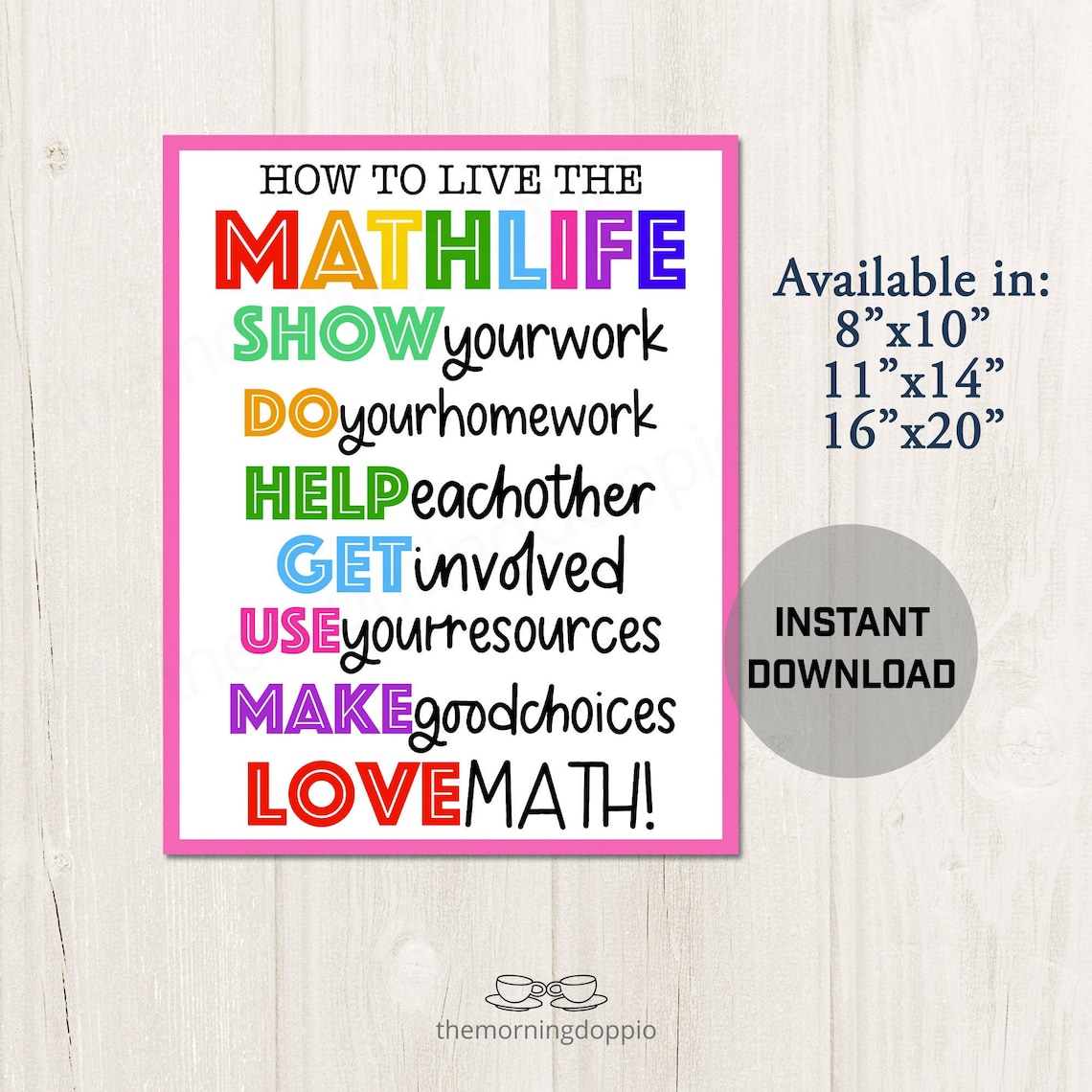 Printable Math Classroom Poster Decor, Math Teacher Classroom Ideas ...